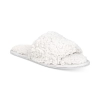 Lemon Faux-Berber Slide Slippers (Silver, M)
