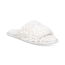 Lemon Faux-Berber Slide Slippers (Silver, M)