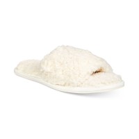 Lemon Women’s Faux-Berber Slide Slippers (Natural, M)