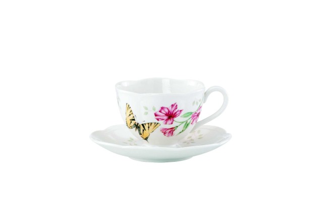  Butterfly Meadow Butterfly Cup and Saucer Set, White