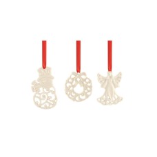 Lenox Christmas Ornaments Set of 3 – Snowman, Wreath, Angel, Ivory