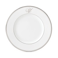 Lenox Federal Platinum Monogram Dinner Plate, Script Letters,U, White
