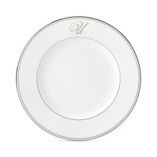 Lenox Federal Platinum Monogram Dinner Plate, Script Letters,U, White