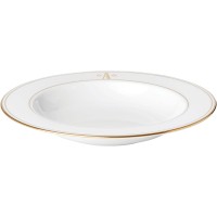 Lenox Federal White/Gold Monogram Pasta/Rim Soup Bowl, Block Letters, A, 9”