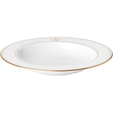 Lenox Federal White/Gold Monogram Pasta/Rim Soup Bowl, Block Letters, A, 9”
