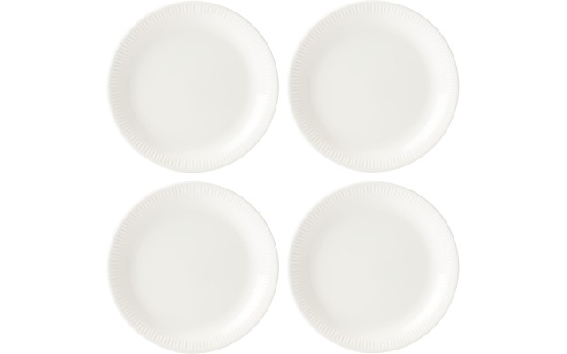  White Profile Porcelain 4-Piece Dinner Plate Set