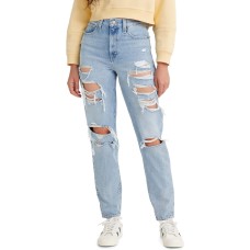 Levi’s High-Waist Casual Mom Jeans, Light Indigo Destructed, 30X27