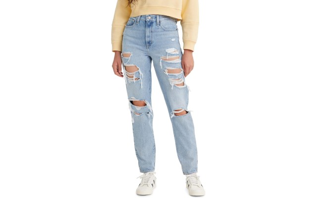 Levi’s High-Waist Casual Mom Jeans, Light Indigo Destructed, 30X27