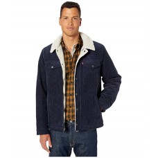 Levi’s Men’s Fleece-Lined Corduroy Trucker Jacket, Navy, Large