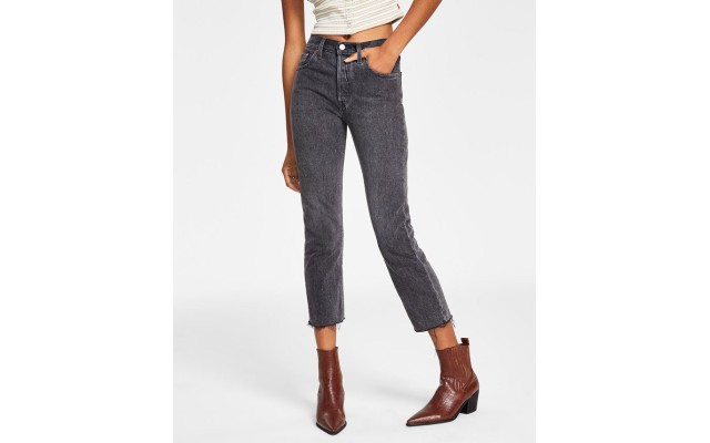 Levi’s Women’s 501 High-Rise Straight Cropped Jeans, Get Off My Cloud – Black, 31