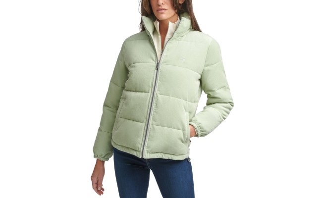 Levi’s Women’s Corduroy Puffer Jacket, Light Green/XL