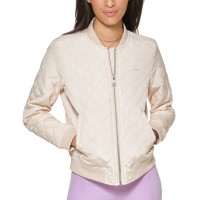 Levi’s Womens Diamond Quilted Casual Bomber Jacket, Natural Sand, Large