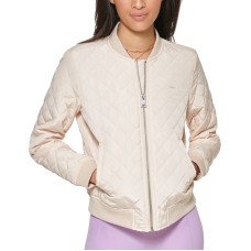 Levi’s Womens Diamond Quilted Casual Bomber Jacket, Natural Sand, Large