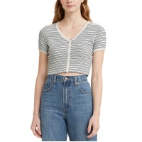 Levi’s Women’s Gema Short Sleeve Stripe Tee Shirt, White, Medium