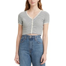 Levi’s Women’s Gema Short Sleeve Stripe Tee Shirt, White, Medium