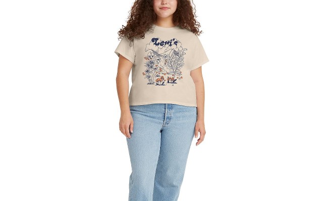 Levis Women’s  Graphic Varsity Tee, Natural, Medium