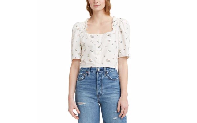 Levi’s Women’s Joella Short-Sleeve Blouse, Cloud Dancer, X-Small