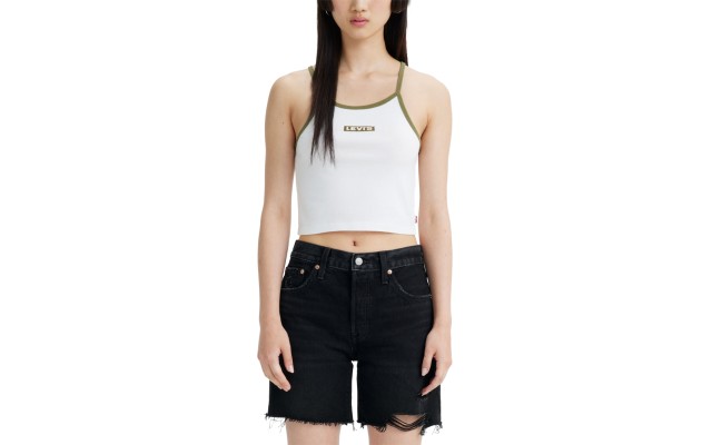 Levi’s Women’s Mazzy Cotton Logo Sleeveless Tank Top, White, XS