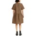 Levi’s Womens Raya Taffeta Plaid Dress, Khaki/S