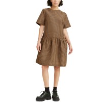 Levi’s Womens Raya Taffeta Plaid Dress, Khaki/S