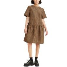 Levi’s Womens Raya Taffeta Plaid Dress, Khaki/S