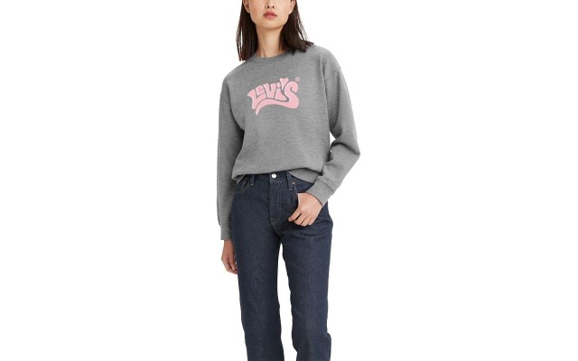 Levi’s Women’s Vintage Raglan Crewneck Sweatshirt, Gray, X-Large