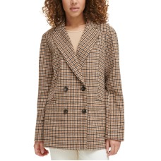 Levi’s Women’s Wool Blend Double Breasted Blazer – Light Brown Houndstooth, Small