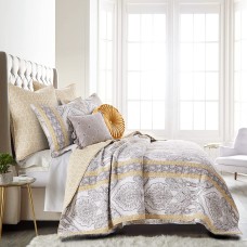 Levtex Home Ives Quilt Set  Full/Queen Quilt Two Standard Pillow Shams, Grey/Yellow