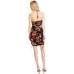  Women’s Ruched Cutout Mini Dress, Tropical, Small
