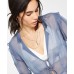 Womens Sheer Tie-Front Top, Light Purple/L