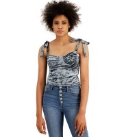 Leyden Womens Velvet Bustier Tops, Aqua, Small