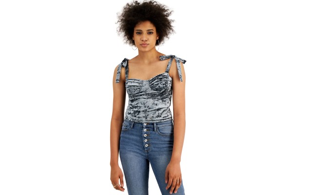  Womens Velvet Bustier Tops, Aqua, Small