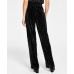  Womens Velvet Wide-Leg Pants, Black, Large