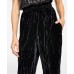  Womens Velvet Wide-Leg Pants, Black, Large