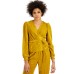  Womens Velvet Wrap Top, Gold/XS