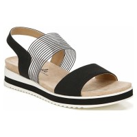 LifeStride Womens Zing Ankle Strap Slip On Flatform Sandals, Black, 8.5