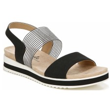 LifeStride Womens Zing Ankle Strap Slip On Flatform Sandals, Black, 8.5