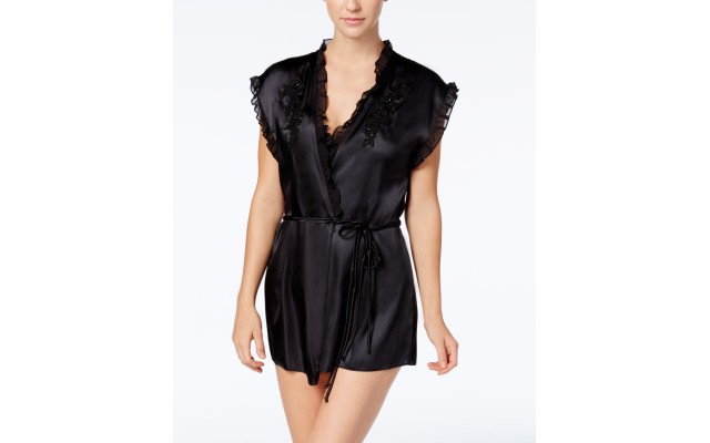  Womens Sleepwear Coverup (Black, M)