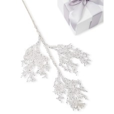Linen Holiday Leaves Pick,White