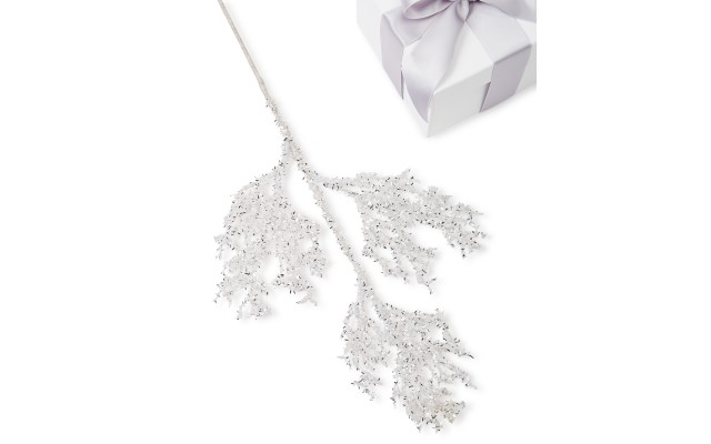Linen Holiday Leaves Pick,White