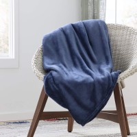 Linenspa Flannel Fleece Blanket, Navy, 50×60