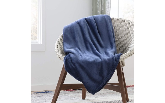  Flannel Fleece Blanket, Navy, 50×60