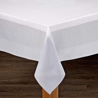 Lintex Linens Bohemia Tablecloth White/Grey 70″X70″ Square