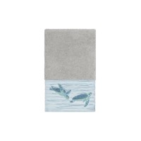 Linum Home Mia Embroidered Turkish Cotton Hand Towel, Gray