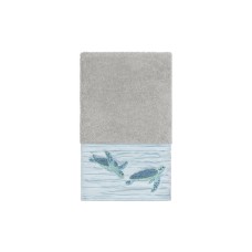 Linum Home Mia Embroidered Turkish Cotton Hand Towel, Gray