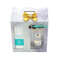 Listen to Me Wine Hostess Set with Oversized Stemless Wine Glass and Corkscrew