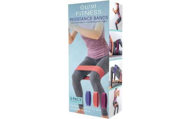  Resistance Band Set, 3 Pieces, Pink, 3-Piece