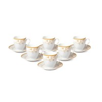Lorenzo Import Floral Rosalia Design Espresso Set (Service for 6), Gold