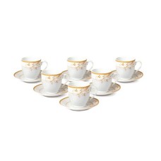 Lorenzo Import Floral Rosalia Design Espresso Set (Service for 6), Gold