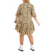 Love, Fire Womens Trendy Plus Size Printed Tiered Dress, Beige, 3X